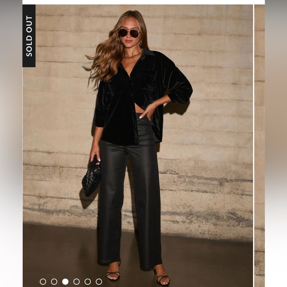 Velvet Button Down Top - image 3